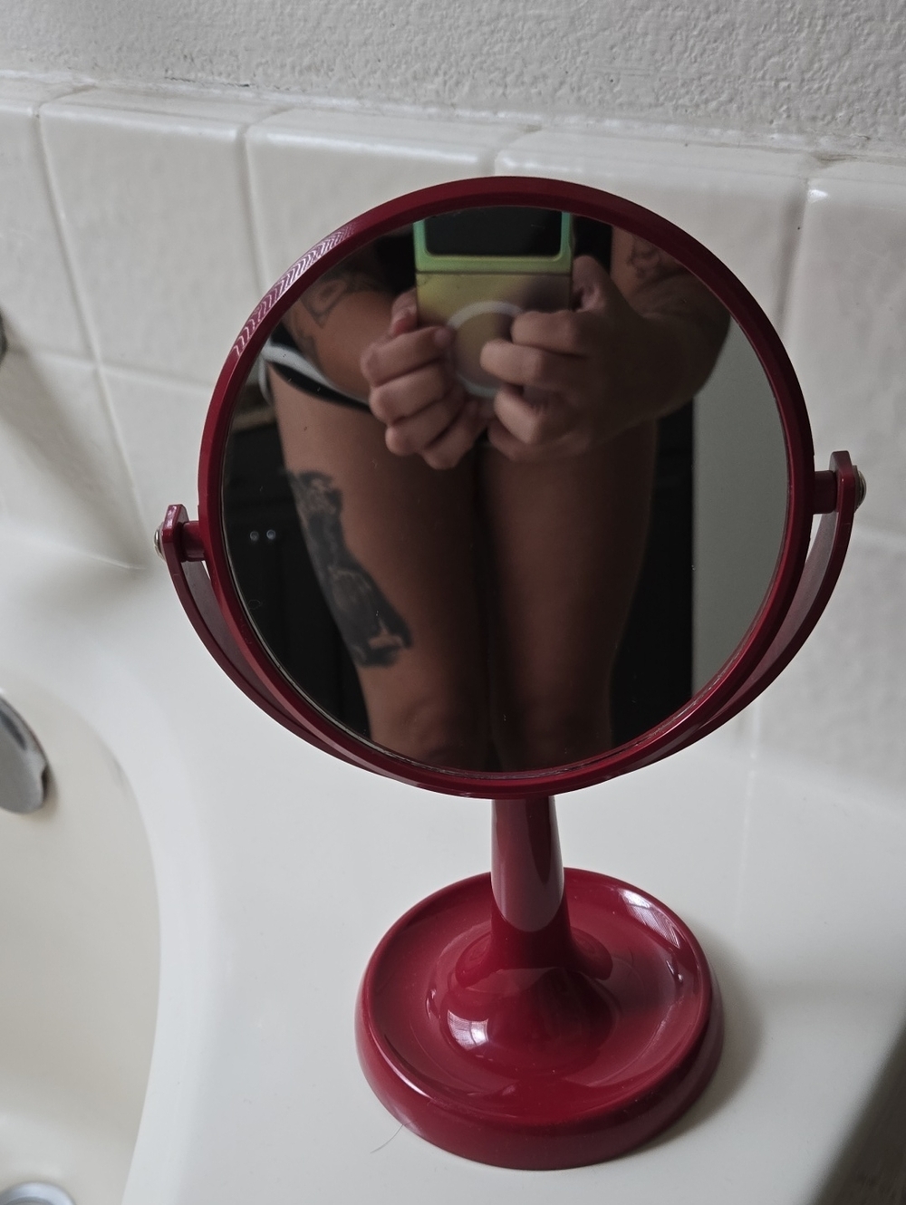 Portable Red Vanity Makeup Mirror - Home Bath